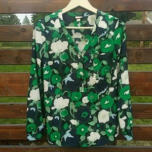 Merona green blue why floral top size M